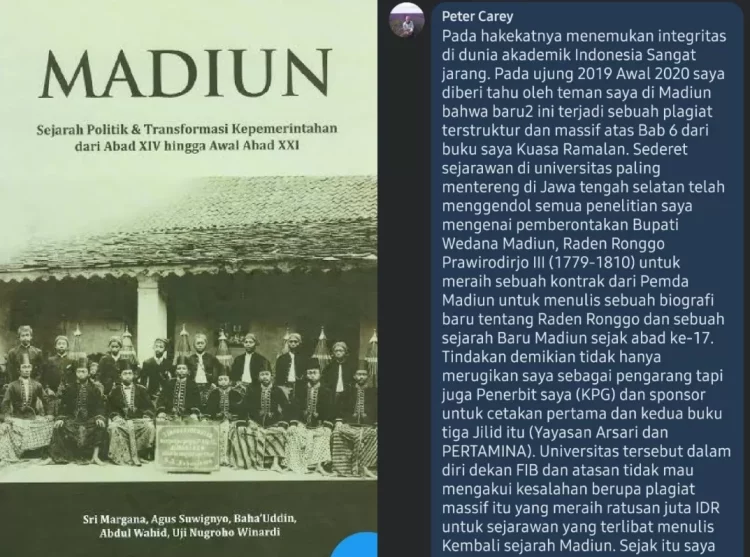 Viral Dugaan Plagiarisme Buku Peter Carey oleh Dosen UGM, Fakultas Ilmu Budaya UGM Beri Klarifikasi